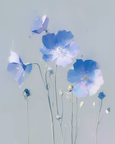 Jolis Petits Fleurs Bleues Broderie Diamant