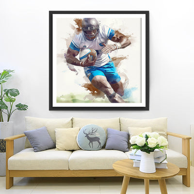 Joueur de Rugby en Course Broderie Diamant