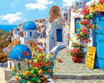 L'Île Paisible de Santorin Broderie Diamant