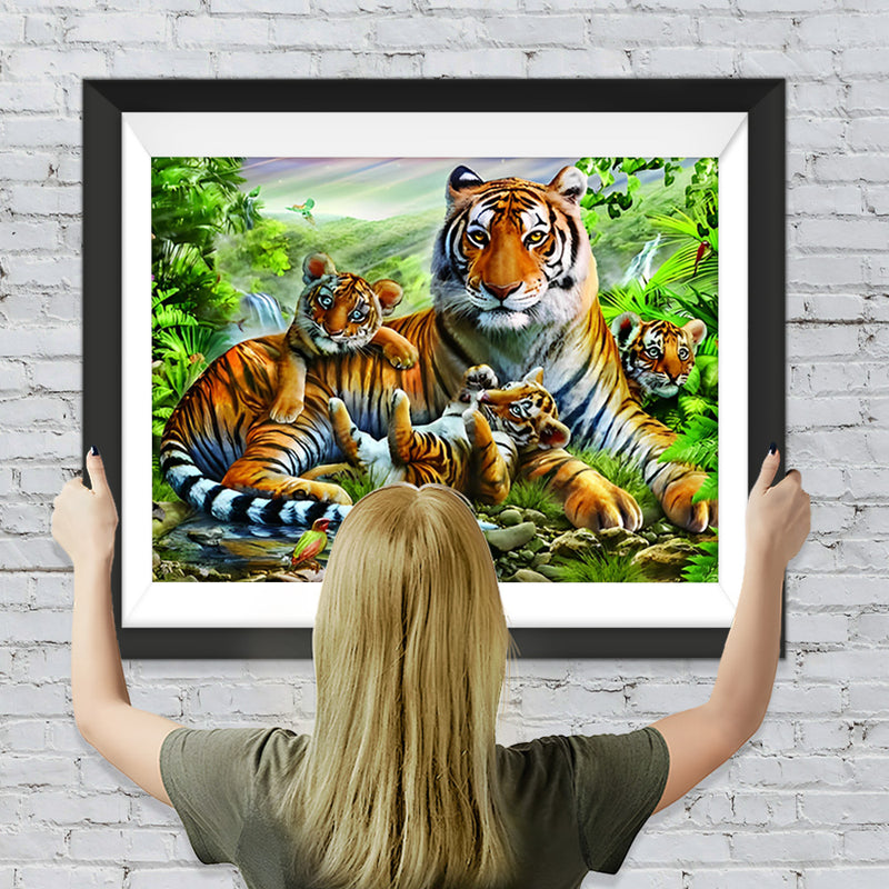 La Famille de Tigre Broderie Diamant