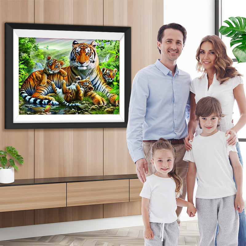 La Famille de Tigre Broderie Diamant