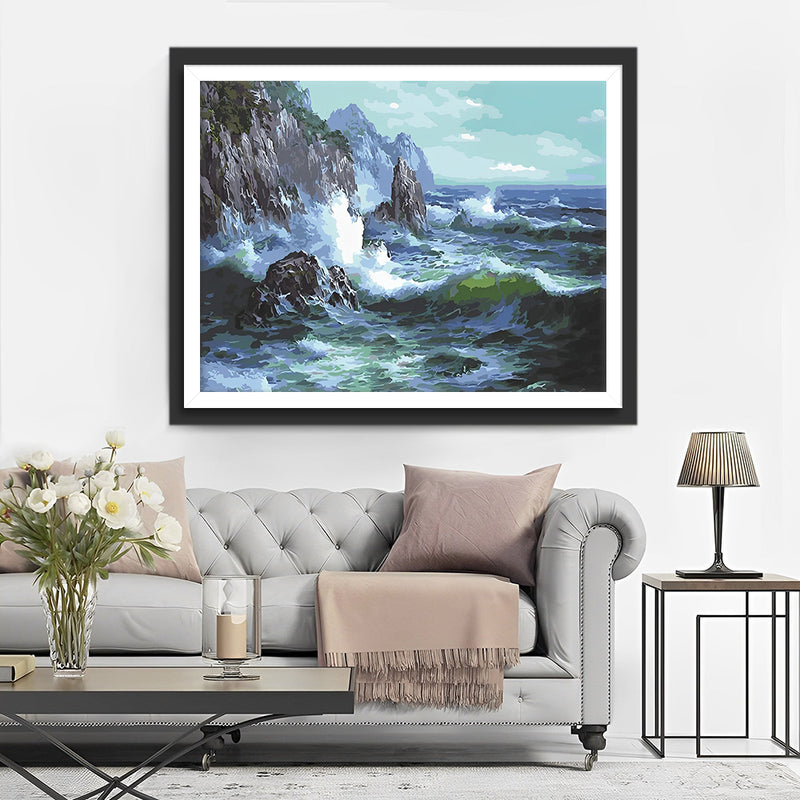 La Mer au Pied des Falaises Broderie Diamant