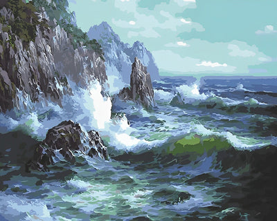 La Mer au Pied des Falaises Broderie Diamant