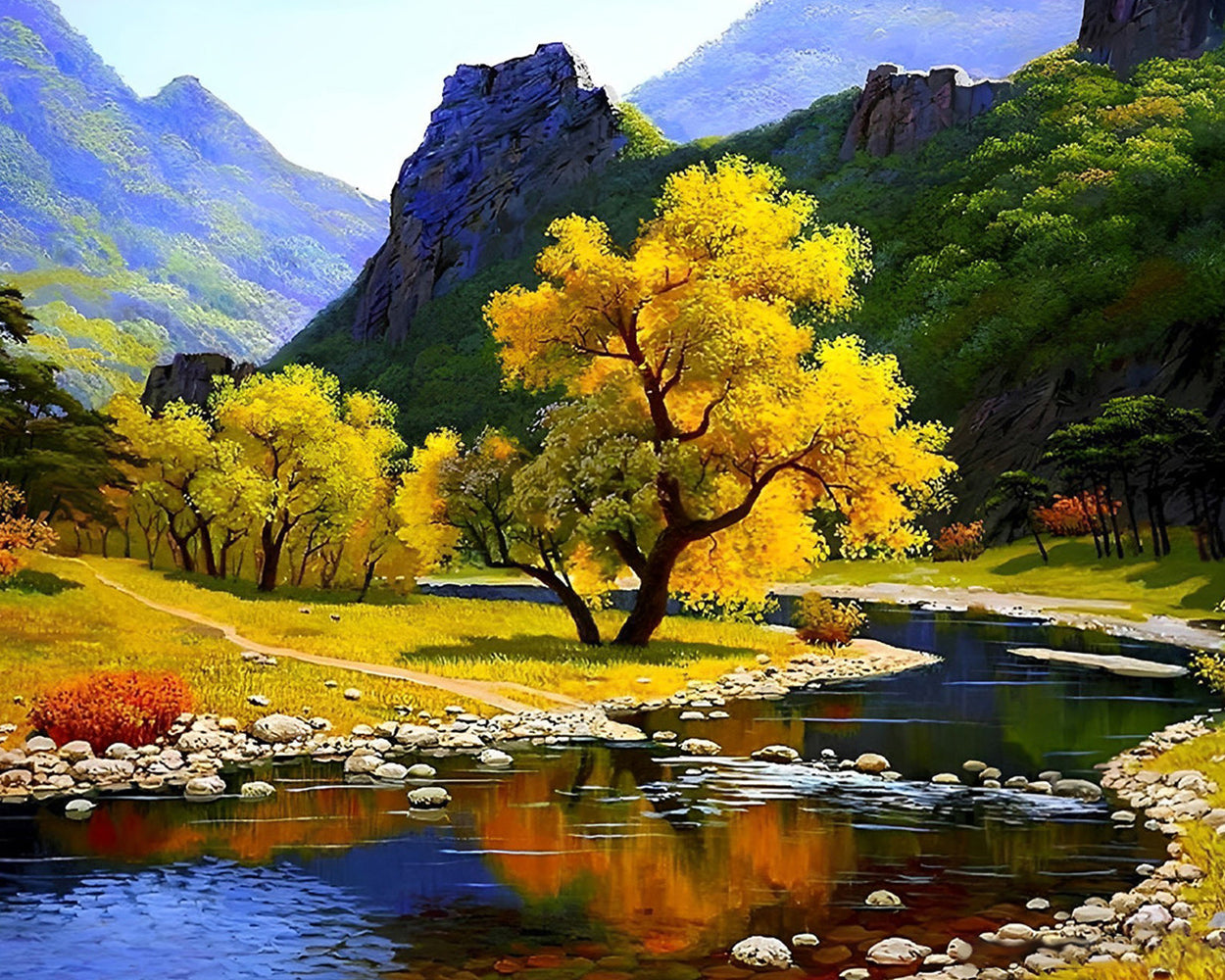 La Vallée en Automne Broderie Diamant