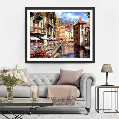 La Ville au Pied de la Montagne Broderie Diamant
