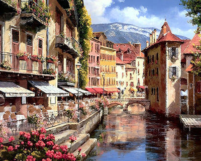 La Ville au Pied de la Montagne Broderie Diamant