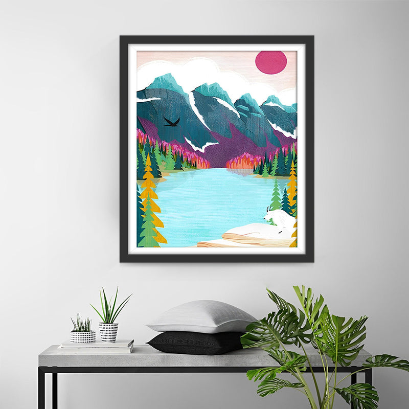 Lac dans les Montagnes Broderie Diamant