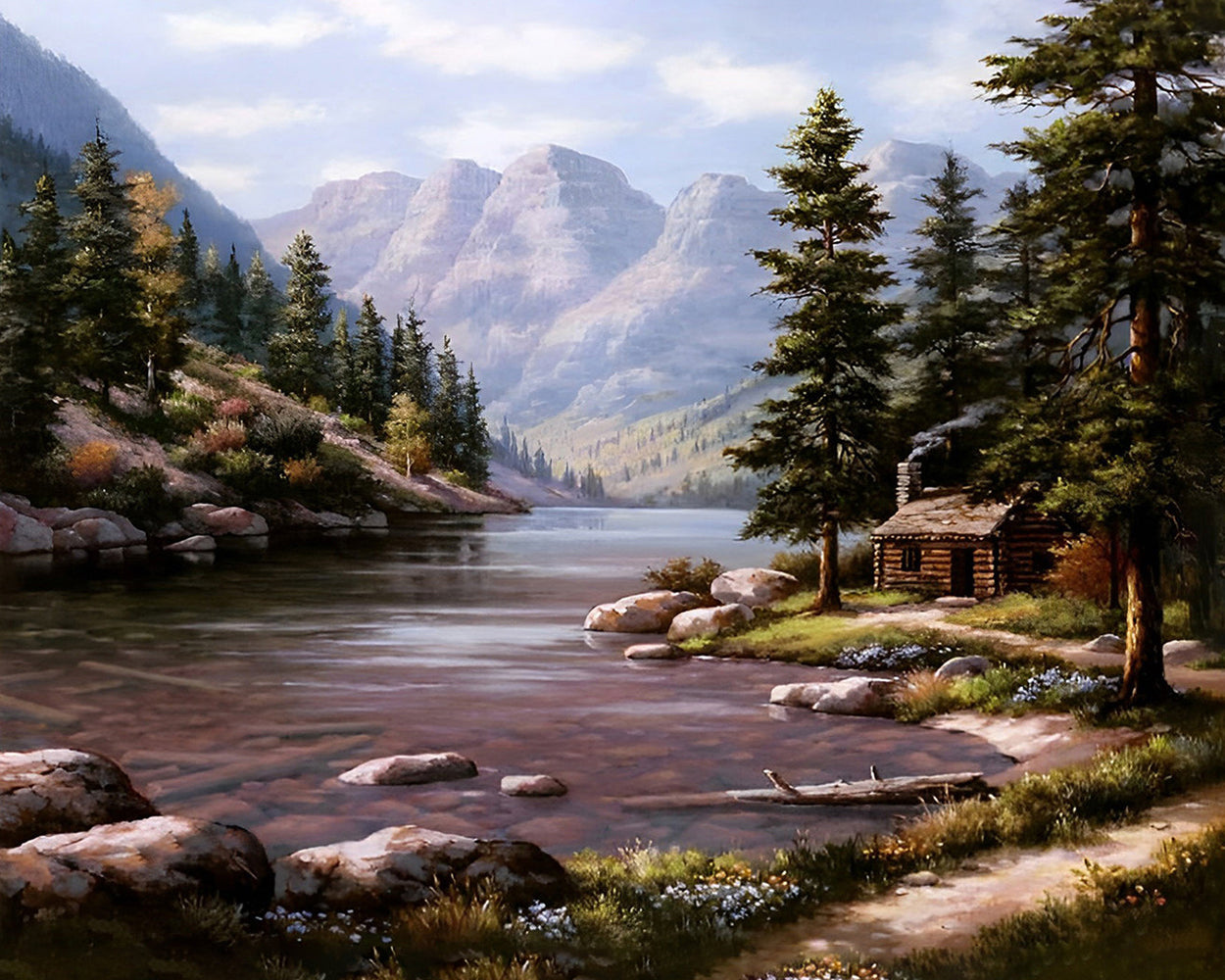 Lac dans les Montagnes Broderie Diamant