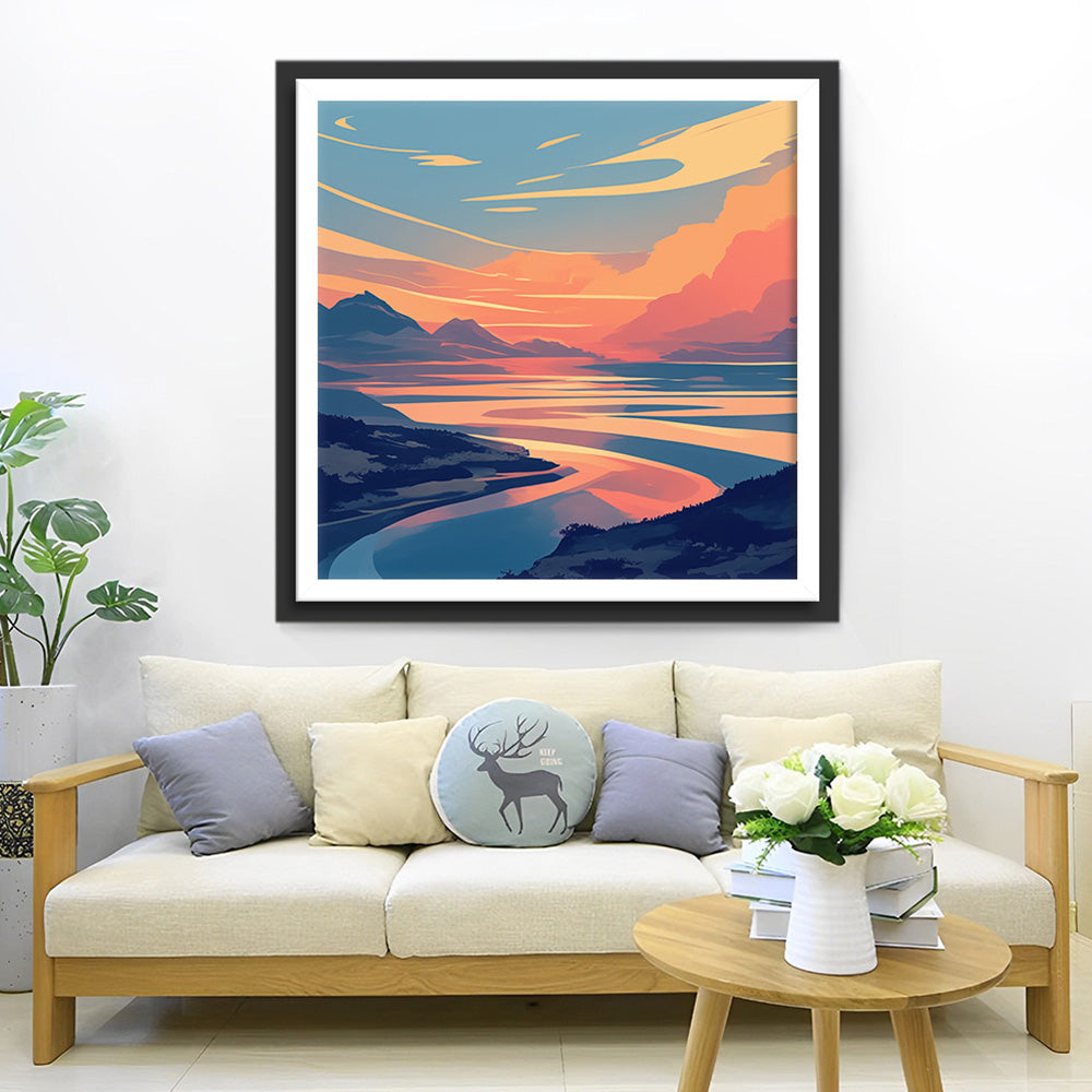 Lac de Montagne Broderie Diamant