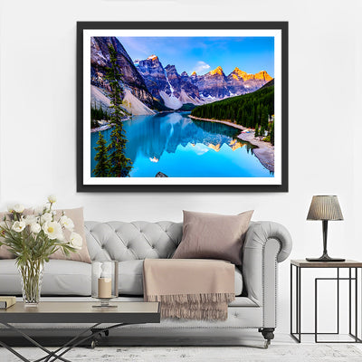 Lac Entoure de Montagnes Broderie Diamant