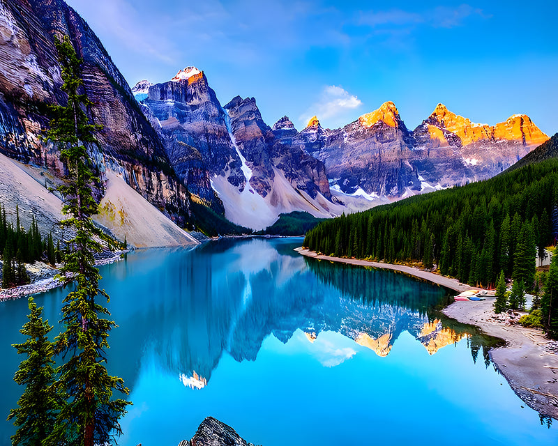 Lac Entoure de Montagnes Broderie Diamant