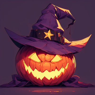 Lampe de Citrouille d'Hallween Avec Un Chapeau Broderie Diamant