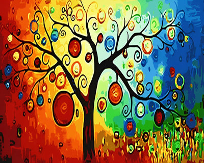 Lanternes sur un Arbre Broderie Diamant