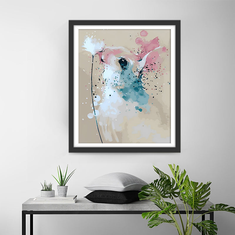 Lapin Aquarelle et Pissenlit Broderie Diamant
