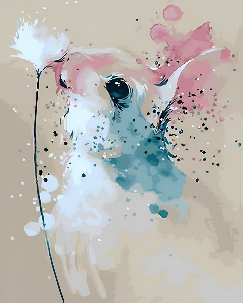 Lapin Aquarelle et Pissenlit Broderie Diamant