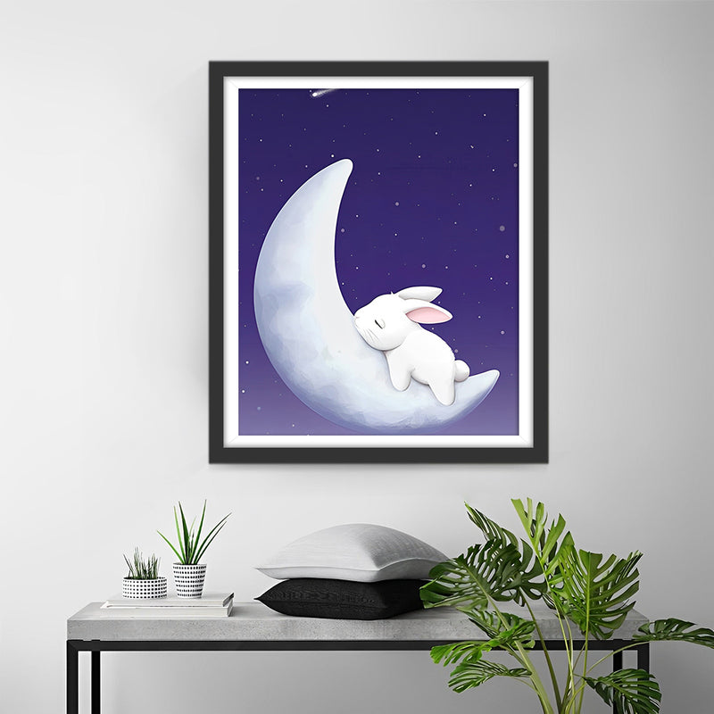 Lapin Blanc sur la Lune Broderie Diamant