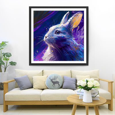 Lapin Bleu Violet Broderie Diamant