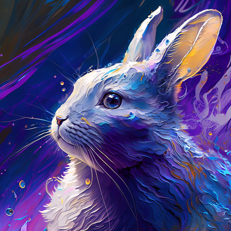 Lapin Bleu Violet Broderie Diamant