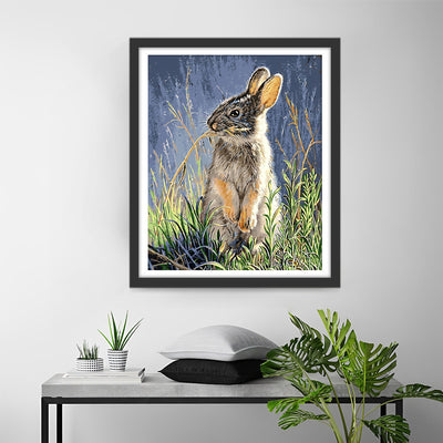 Lapin dans l’Herbe Broderie Diamant