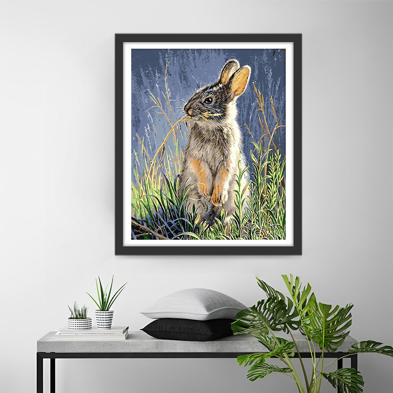 Lapin dans l’Herbe Broderie Diamant