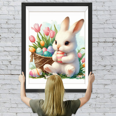 Lapin des Pâques et Tulipes Broderie Diamant