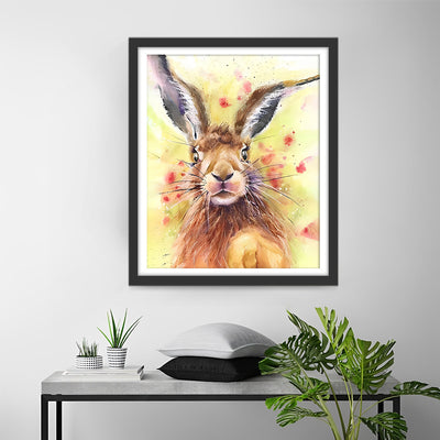 Lapin en Style Aquarelle Broderie Diamant