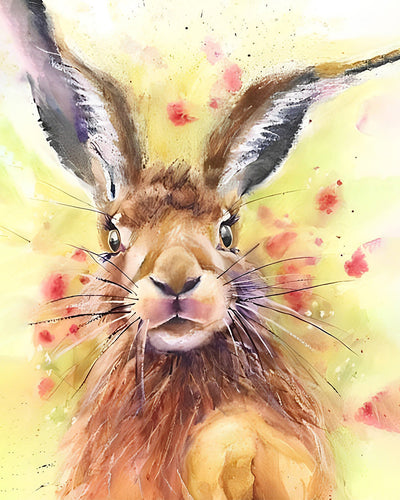 Lapin en Style Aquarelle Broderie Diamant