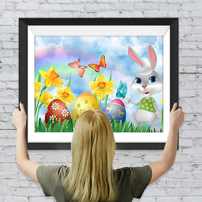 Lapin Gris de Pâques Fête Cartoon Broderie Diamant