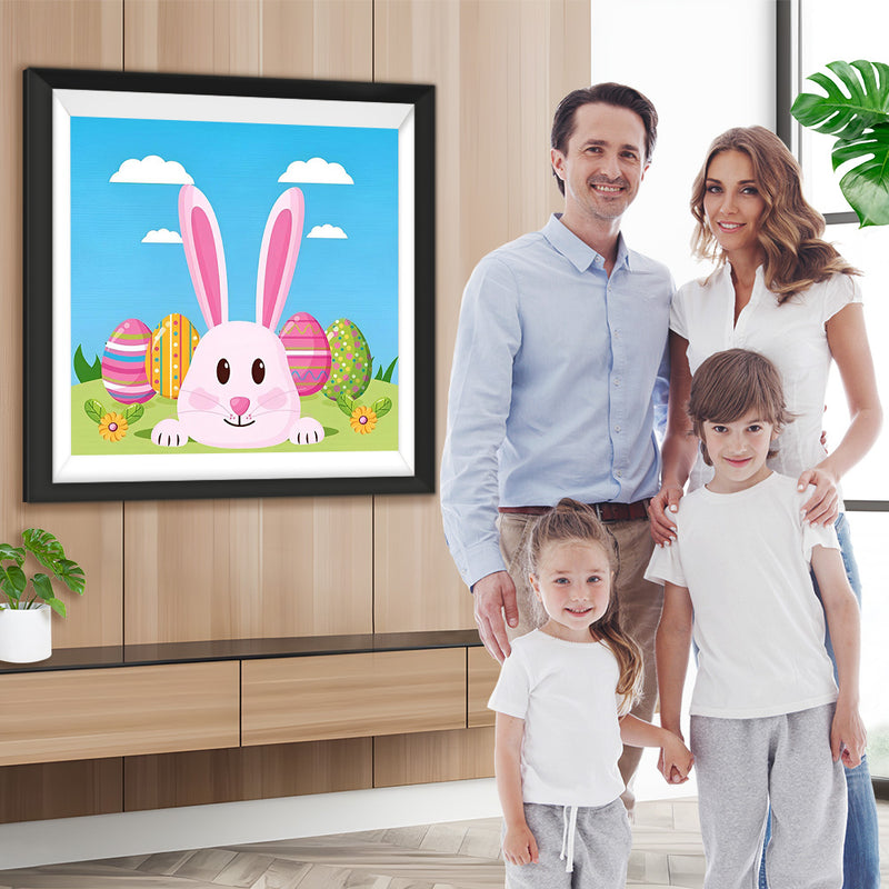 Lapin Rose Cartoon de Pâques Fête Broderie Diamant