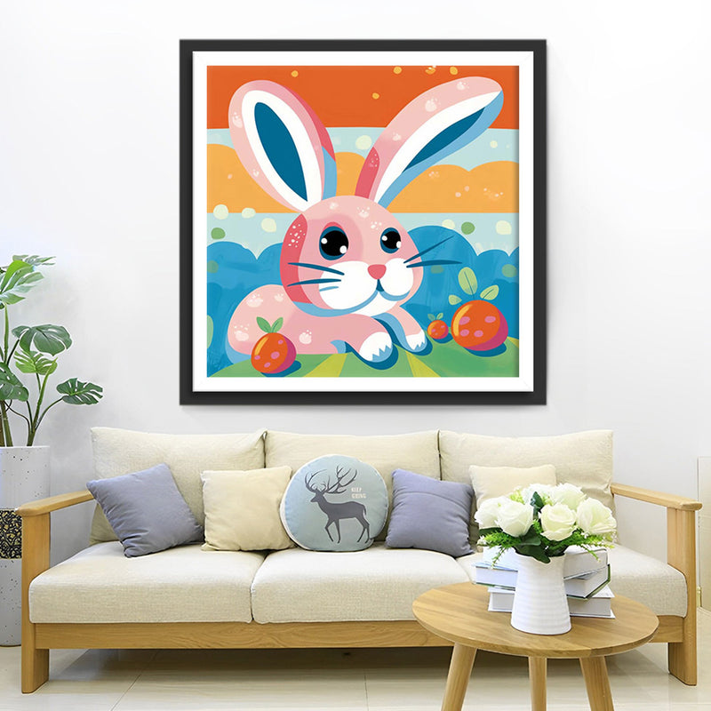Lapin Rose de Dessin Animé Broderie Diamant