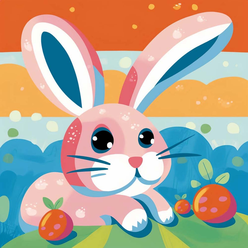 Lapin Rose de Dessin Animé Broderie Diamant