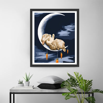 Lapin sur la Lune Broderie Diamant