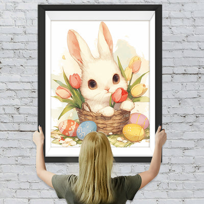 Lapin, Tulipes et Œufs des Pâques Broderie Diamant
