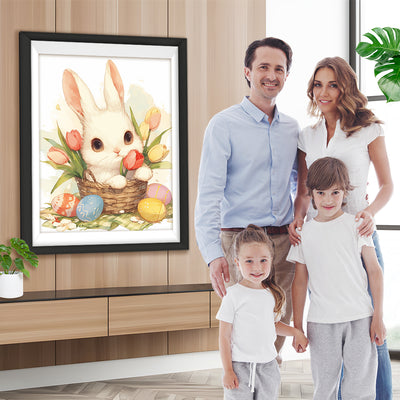 Lapin, Tulipes et Œufs des Pâques Broderie Diamant