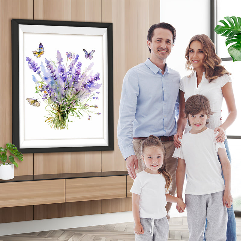 Lavande et Papillons Broderie Diamant