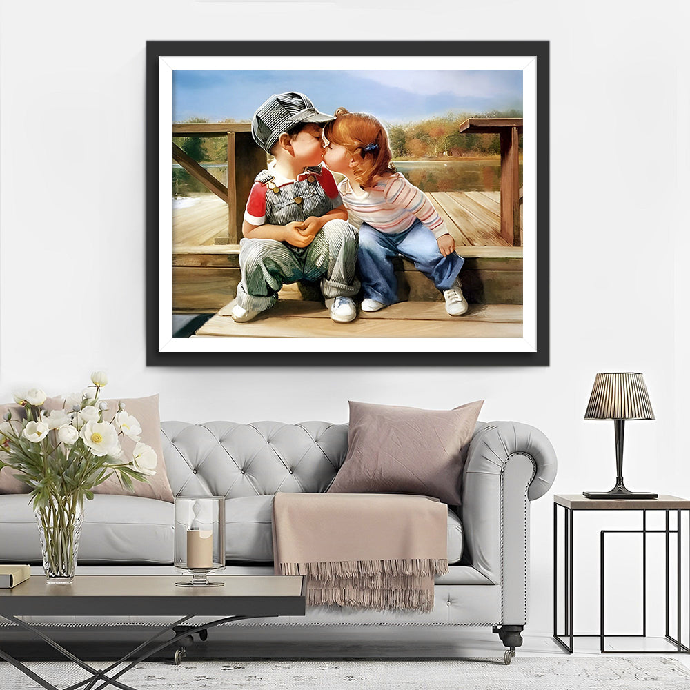 Le Garcon et la Fille Qui S’Embrassent Broderie Diamant