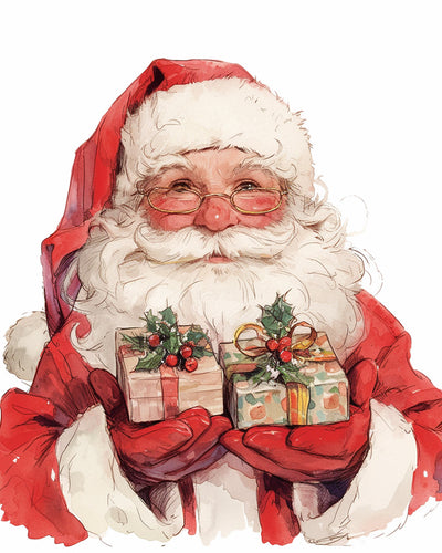Le Père Noël Avec des Cadeaux Broderie Diamant