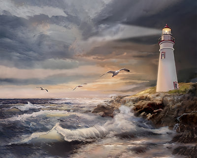 Le Phare Blanc et les Mouettes Broderie Diamant