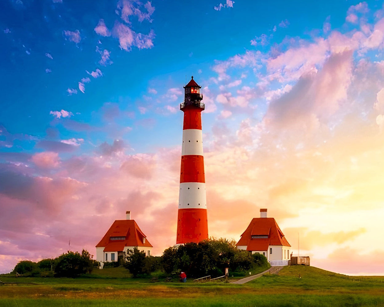 Le Phare Blanc et Rouge Broderie Diamant