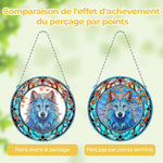 Le Roi Loup Sérieux en Acrylique Pendentif Broderie Diamant