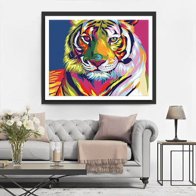 Le Tigre Coloré Majestueux Broderie Diamant