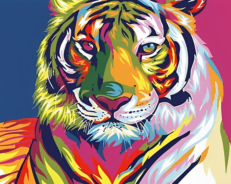 Le Tigre Coloré Majestueux Broderie Diamant