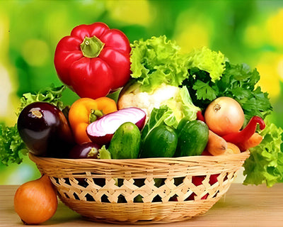 Legumes dans un Panier Broderie Diamant