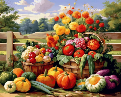 Legumes et Fleurs Broderie Diamant