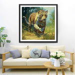 Leopard à l’Affût Broderie Diamant