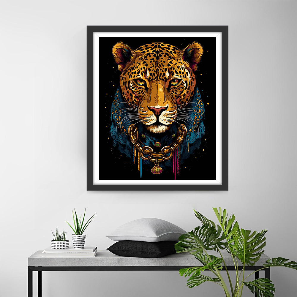 Leopard en Chaîne Broderie Diamant