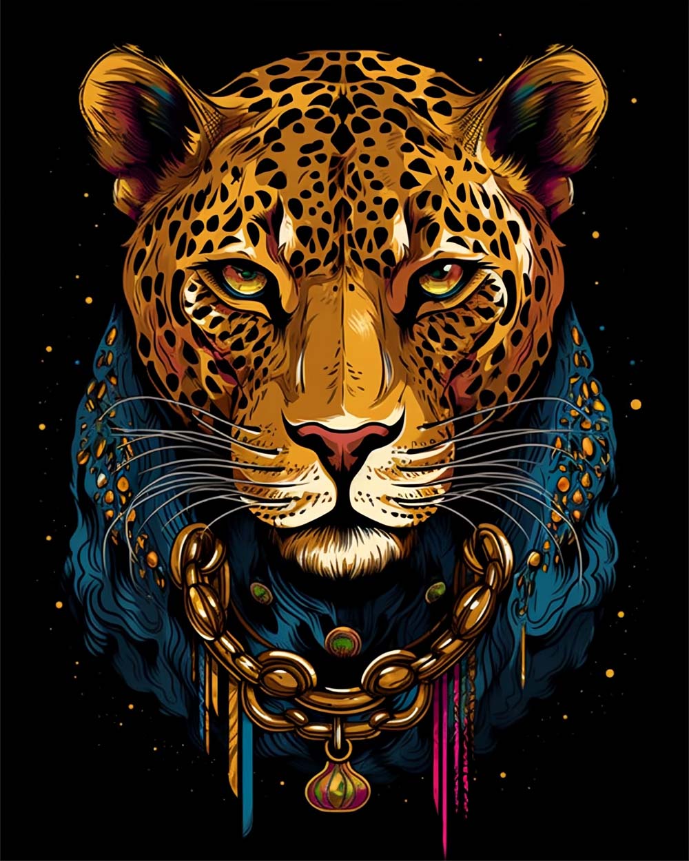 Leopard en Chaîne Broderie Diamant