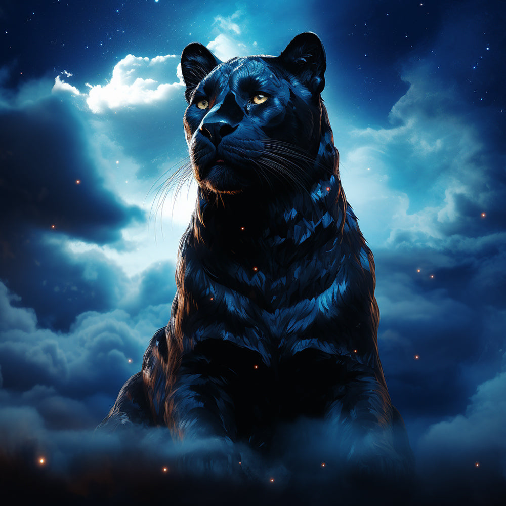 Leopard Noir dans les Nuages Broderie Diamant