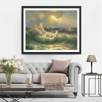 Les Vagues Blanches Deferlantes Broderie Diamant