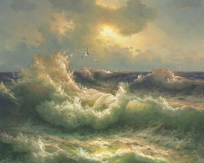 Les Vagues Blanches Deferlantes Broderie Diamant